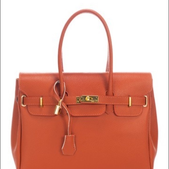 Giulia Massari Handbags - Giulia Massari Leather Lock & Key Satchel Bag